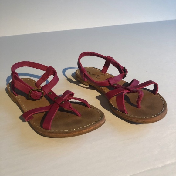 Peek Little Kids Fushcia Strappy Leather Sandals - Picture 1 of 7